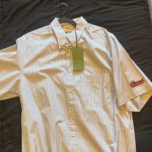 Gucci Men’s Short Sleeve Shirt — Retro Script Logo